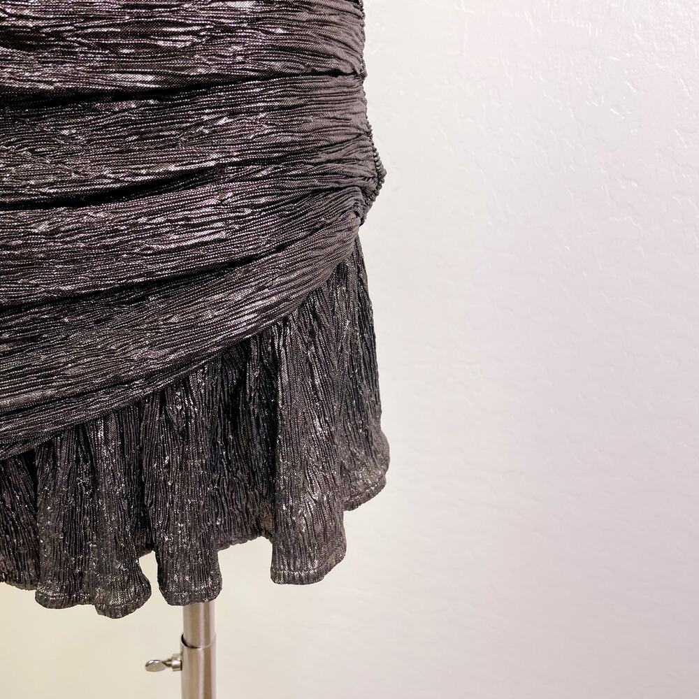Floret Studios Gathered Ruffle One Shoulder Dress Metallic Silver Beyonce S NWT - Picture 5 of 12